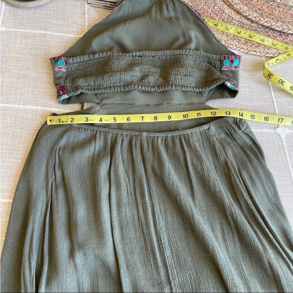 Lulu’s Embroidered Olive Green Maxi Dress M - Picture 6 of 9